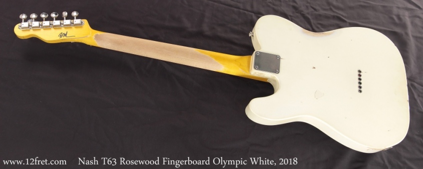 Nash T63 Rosewood Fingerboard Olympic White, 2018 Full Rear View