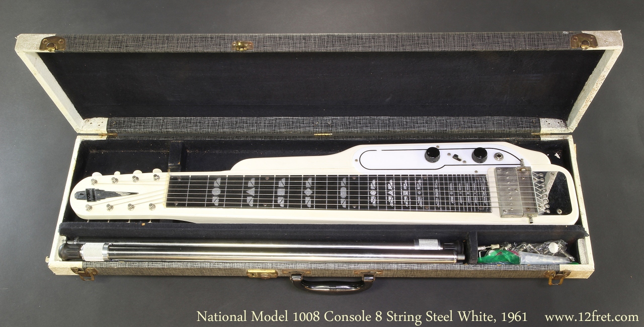 National Model 1008 Console 8 String Steel White, 1961 Case Open View