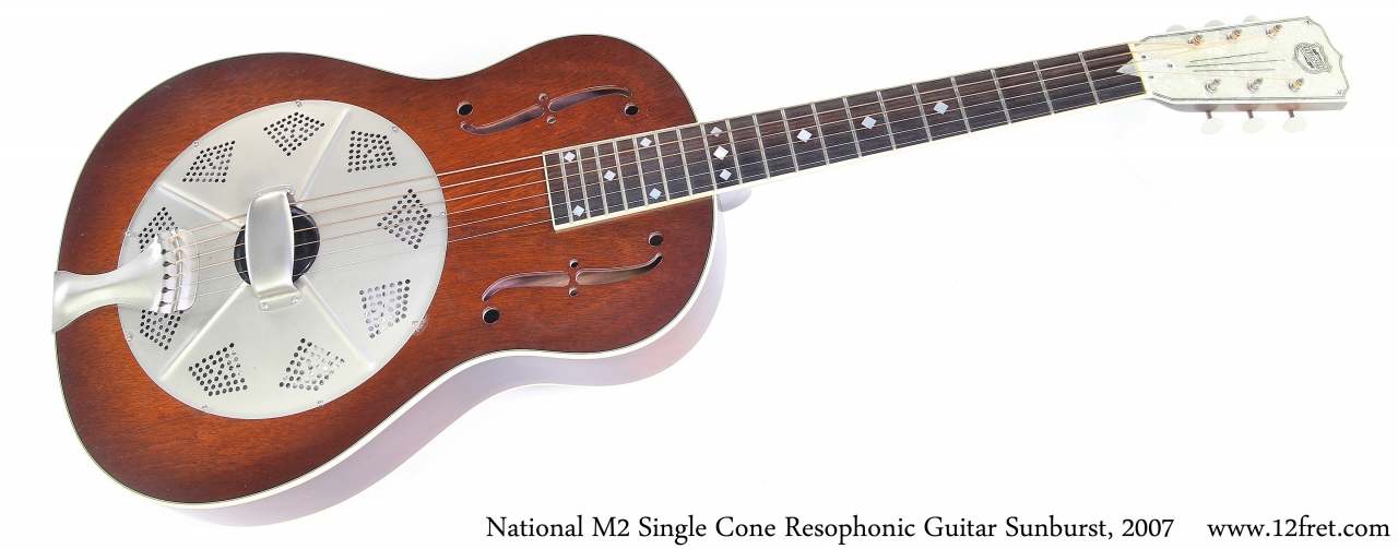 National M2 Single Cone Resophonic Guitar Sunburst, 2007 Full Front View