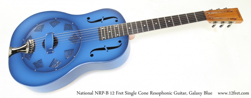 National NRP-B 12 Fret Single Cone Resophonic Guitar, Galaxy Blue   Full Front View