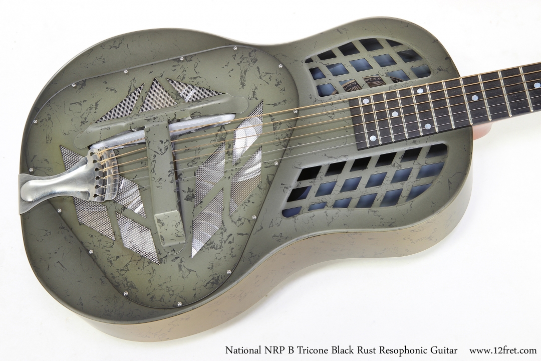 National NRP B Tricone Black Rust Resophonic Guitar   Top View