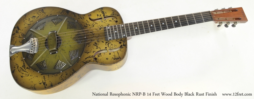 National Resophonic NRP-B 14 Fret Wood Body Black Rust Finish  Full Front View