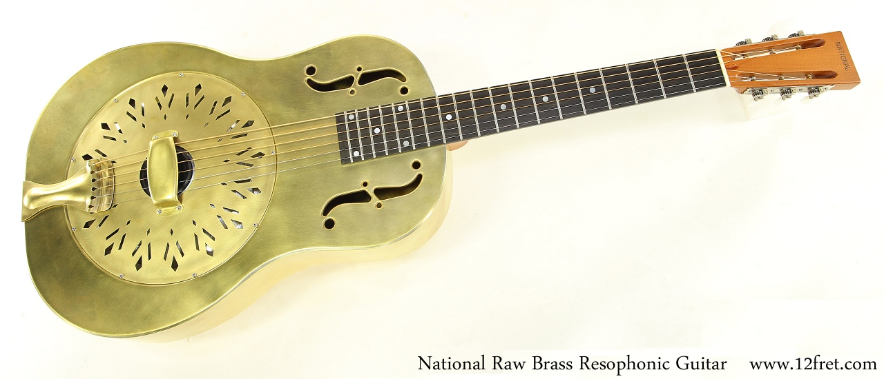 National Raw Brass Resophonic Guitar Full Front View