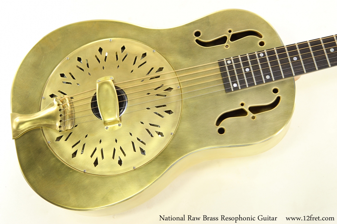 National Raw Brass Resophonic Guitar Top View