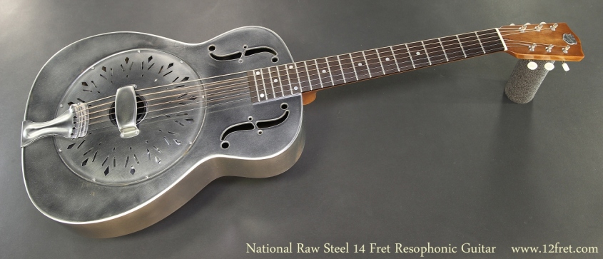 National Raw Steel 14 Fret Resophonic Guitar Full Front View