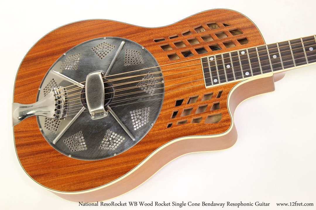 National ResoRocket WB Wood Rocket Single Cone Bendaway Resophonic Guitar Top View