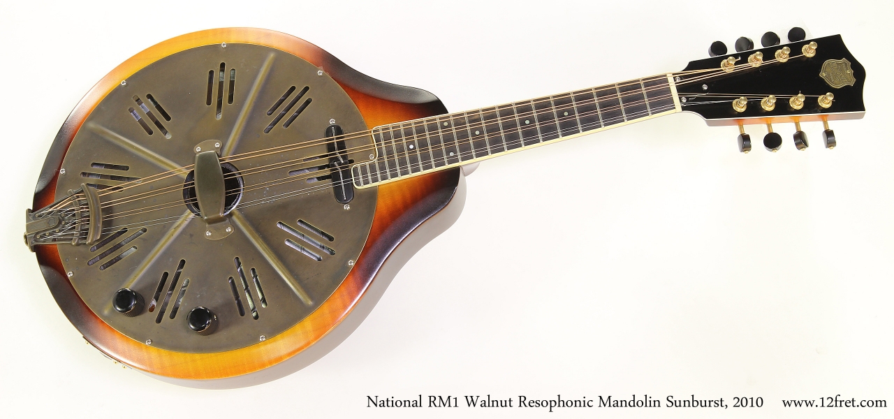 National RM1 Walnut Resophonic Mandolin Sunburst, 2010  Full Front View