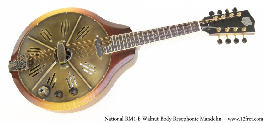 National RM1-E Walnut Body Resophonic Mandolin Full Front View