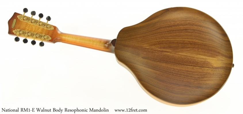 National RM1-E Walnut Body Resophonic Mandolin Full Rear View