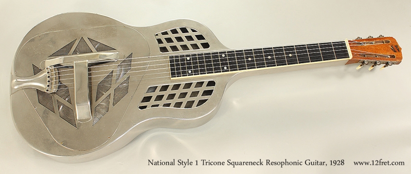 National Style 1 Tricone Squareneck Resophonic Guitar, 1928 Full Front VIew