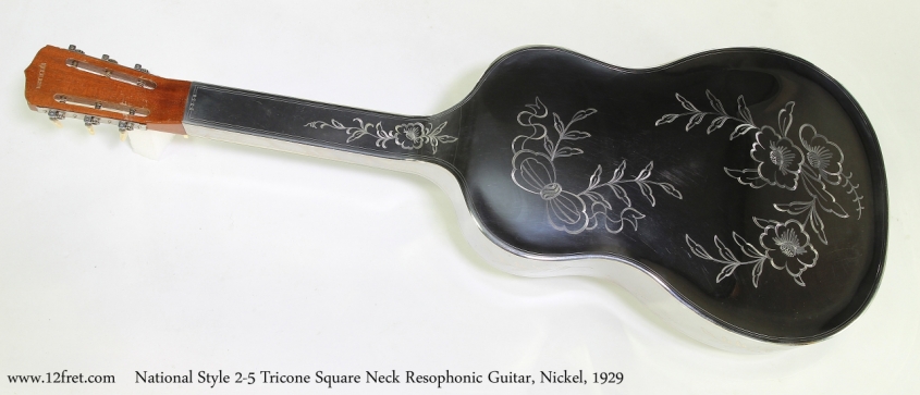 National Style 2-5 Tricone Square Neck Resophonic Guitar, Nickel, 1929  Full Rear View