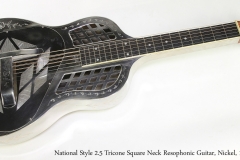 National Style 2-5 Tricone Square Neck Resophonic Guitar, Nickel, 1929  Full Front View