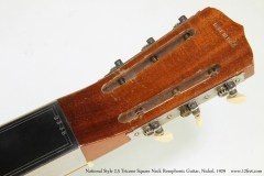 National Style 2-5 Tricone Square Neck Resophonic Guitar, Nickel, 1929  Head Rear View