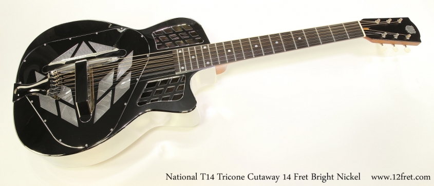 National T14 Tricone Cutaway 14 Fret Bright Nickel   Full Front View
