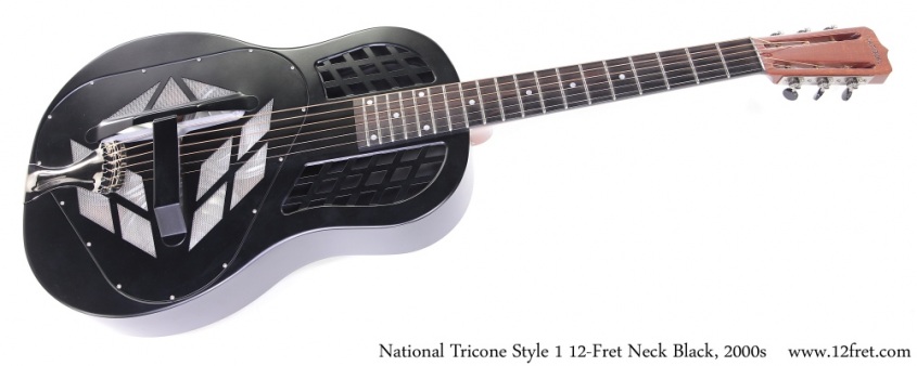 National Tricone Style 1 12-Fret Neck Black, 2000s Full Front View