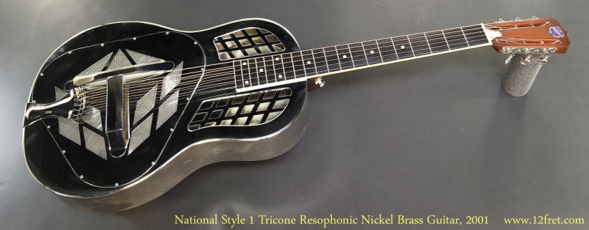 National Style 1 Tricone 12 Fret Resophonic Nickel Brass Guitar, 2001 Full Front View