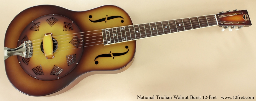 National Triolian Walnut Burst 12-Fret full front view