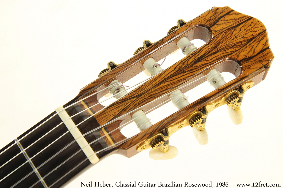 Neil Hebert Classical Guitar Brazilian Rosewood, 1986 Head Front View
