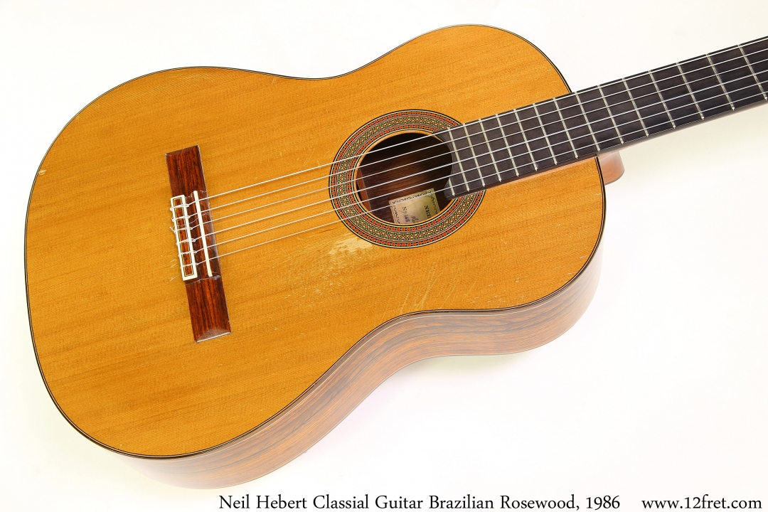 Neil Hebert Classical Guitar Brazilian Rosewood, 1986 Top View