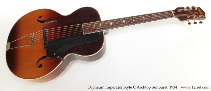 Orpheum Imperator Style C Archtop Sunburst, 1934 Full Front View