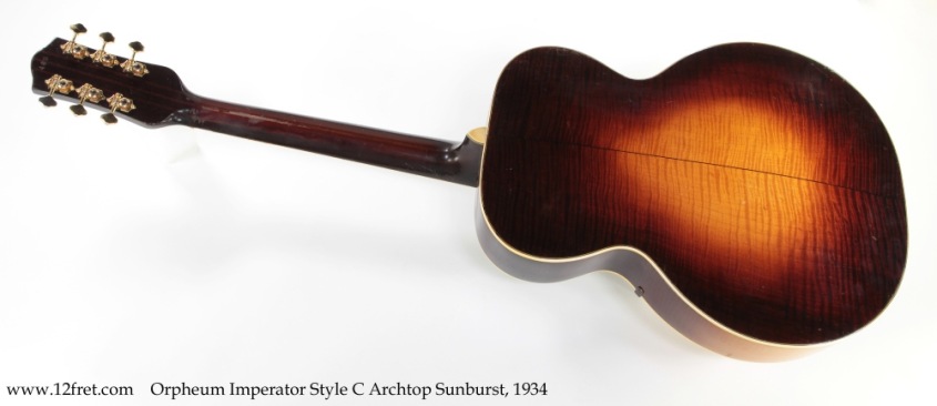 Orpheum Imperator Style C Archtop Sunburst, 1934 Full Rear View