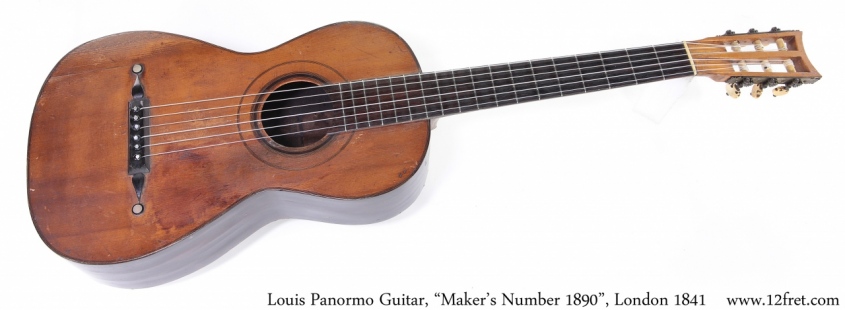 Louis Panormo Guitar, "Maker's Number 1890", London 1841 Full Front View