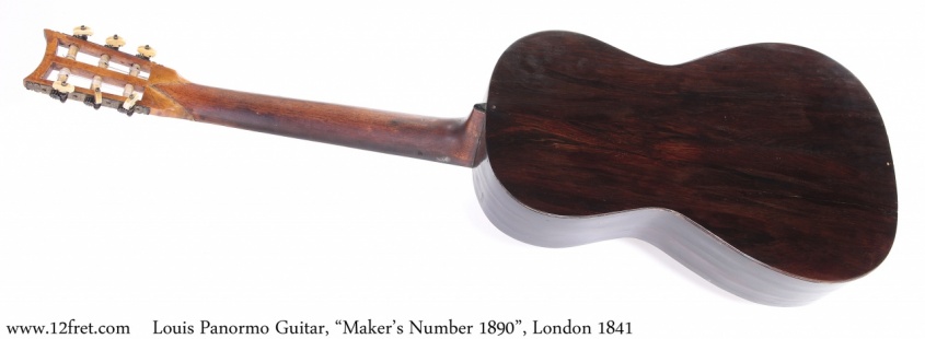 Louis Panormo Guitar, "Maker's Number 1890", London 1841 Full Rear View