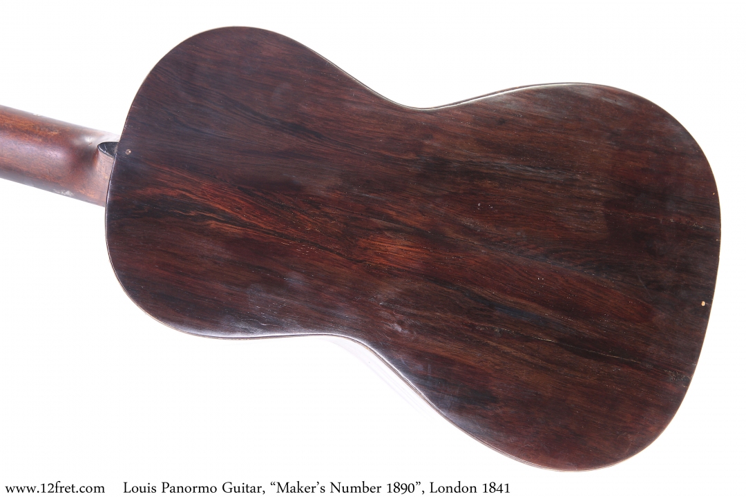 Louis Panormo Guitar, "Maker's Number 1890", London 1841 Back View