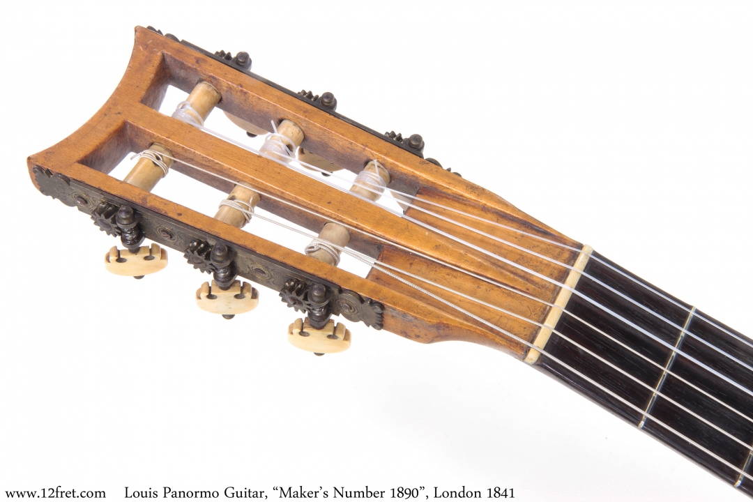 Louis Panormo Guitar, "Maker's Number 1890", London 1841 Head Front View
