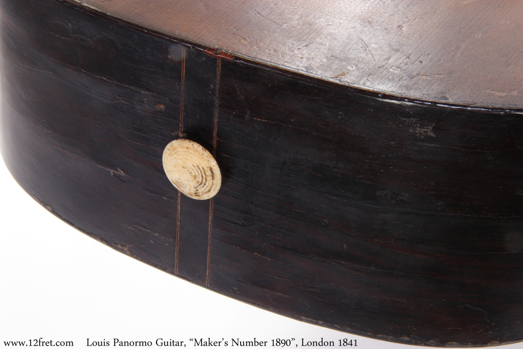 Louis Panormo Guitar, "Maker's Number 1890", London 1841 Tail Pin View 2