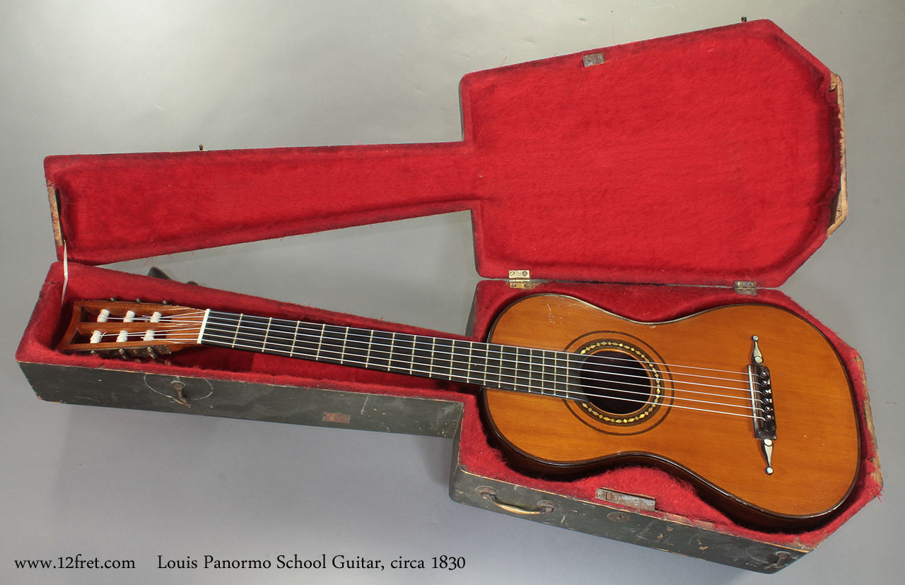 Louis Panormo School Guitar circa 1830 case open