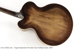 Paquet Esperanto 18 Cedar Top Archtop Guitar, 2018 Back View