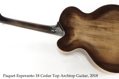 Paquet Esperanto 18 Cedar Top Archtop Guitar, 2018 Full Rear View