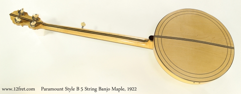 Paramount Style B 5 String Banjo Maple, 1922   Full Rear View