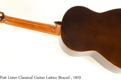 Patt Lister Classical Guitar Lattice Braced , 1970 Full Rear View