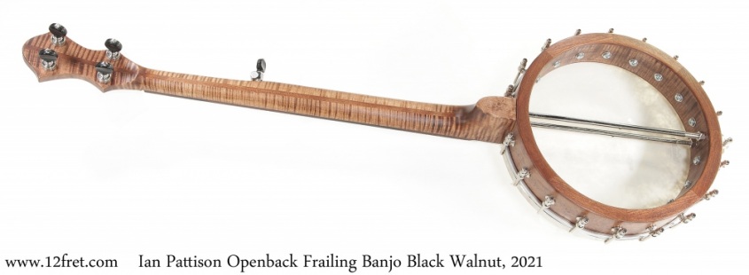 Ian Pattison Openback Frailing Banjo Black Walnut, 2021 Full Rear View