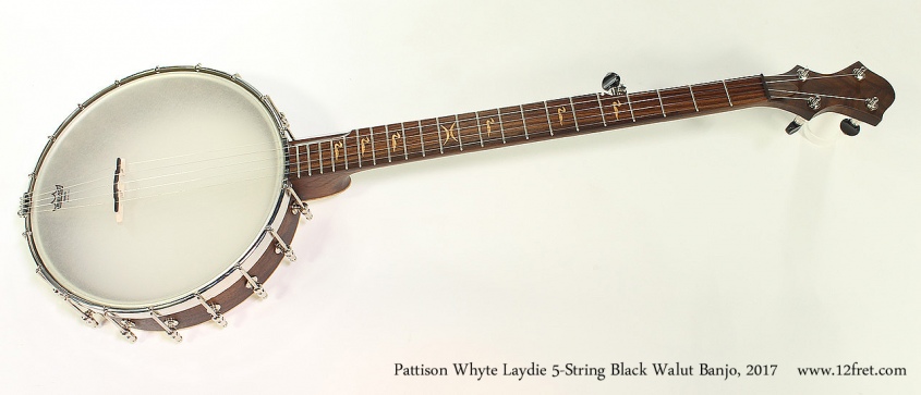 Pattison Whyte Laydie 5-String Black Walut Banjo, 2017 Full Front View