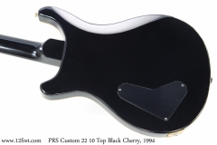 PRS Custom 22 10 Top Black Cherry, 1994 Back View