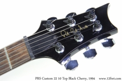 PRS Custom 22 10 Top Black Cherry, 1994 Head Front View