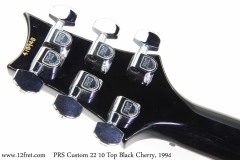 PRS Custom 22 10 Top Black Cherry, 1994 Head Rear View