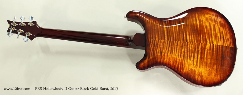 PRS Hollowbody II Guitar Black Gold Burst, 2013 Full Rear View