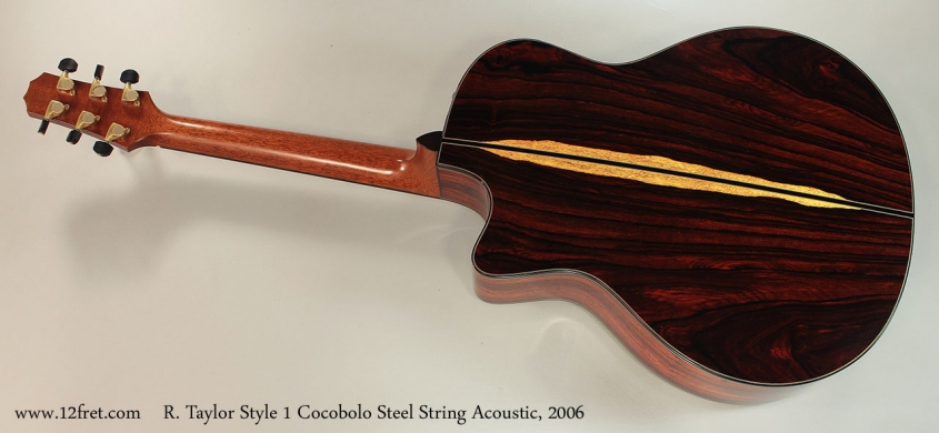 R. Taylor Style 1 Cocobolo Steel String Acoustic, 2006 Full Rear View