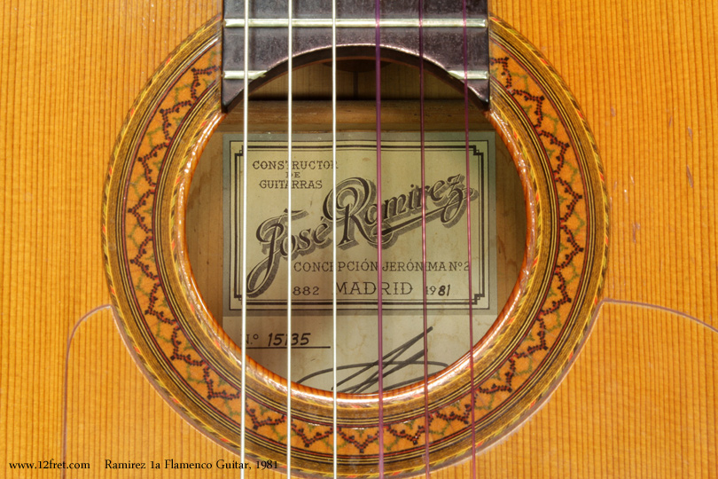 Ramirez ia Flamenco Guitar 1981 label 1
