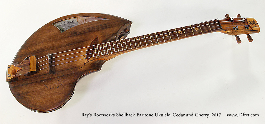 Ray's Rootworks Shellback Baritone Ukulele, Cedar and Cherry, 2017 Full Front View