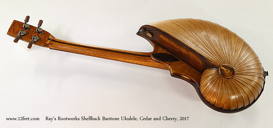 Ray's Rootworks Shellback Baritone Ukulele, Cedar and Cherry, 2017 Full Rear View