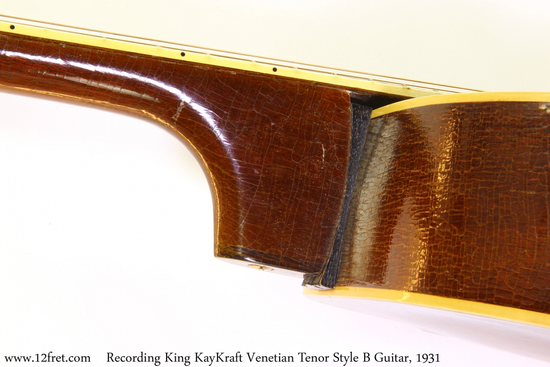 Recording King KayKraft Venetian Tenor Style B Guitar, 1913 Neck Joint View