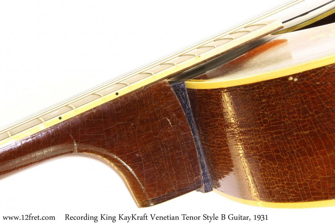 Recording King KayKraft Venetian Tenor Style B Guitar, 1931 Neck Joint View