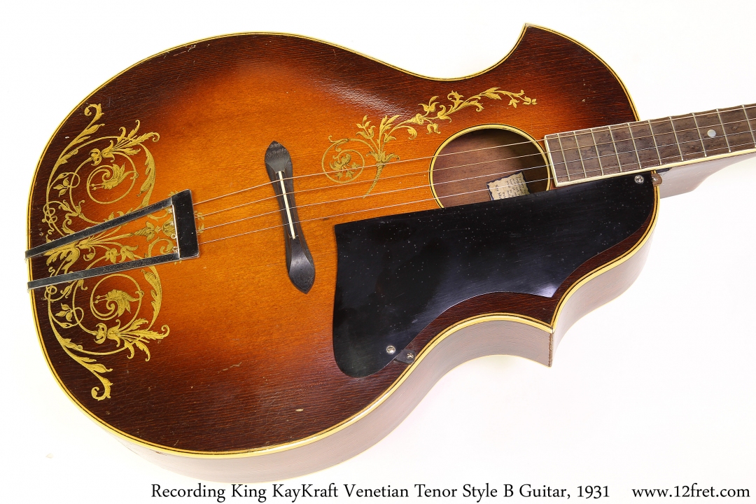 Recording King KayKraft Venetian Tenor Style B Guitar, 1931 Top View