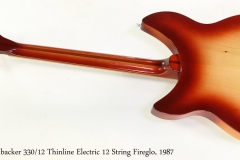 Rickenbacker 330/12 Thinline Electric 12 String Fireglo, 1987  Full Rear View