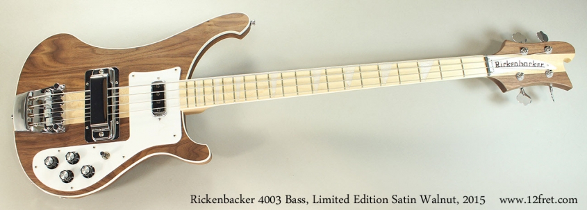 Rickenbacker 4003 Bass, Limited Edition Satin Walnut, 2015 Full Front View